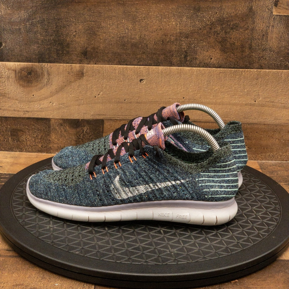 NIKE FREE RN FLYKNIT WOMENS ATHLETIC SHOES RUNNING WALKING GYM BLUE SIZE 9 - Picture 5 of 9